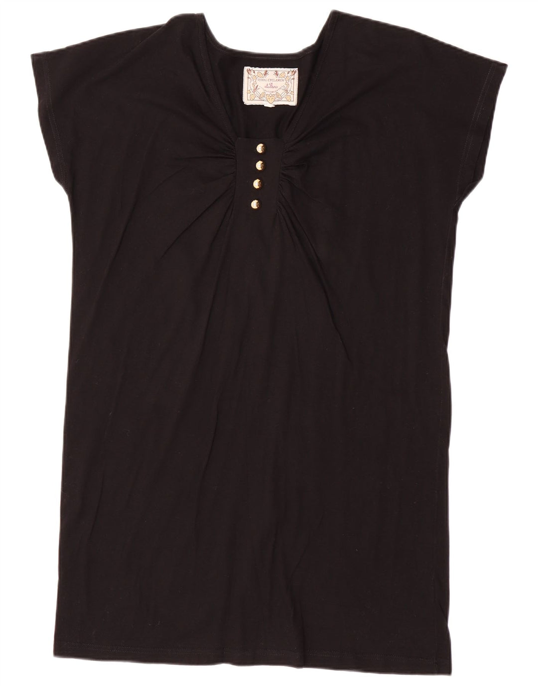 robe tunique femme vintage UK 14 Coton noir moyen