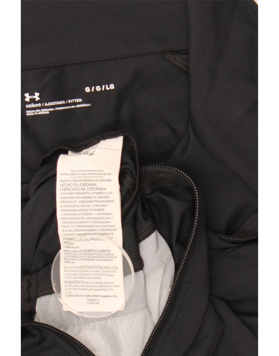 UNDER ARMOUR Veste de survêtement courte pour femme UK 14 Large Noir Nylon