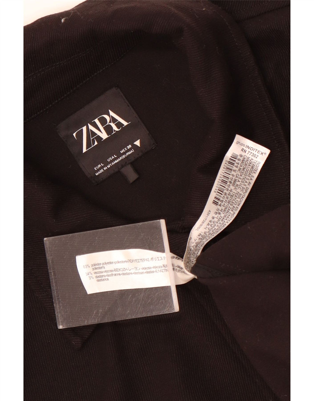 Zara Veste bomber surdimensionnée pour femme UK 16 Large Noir Polyester
