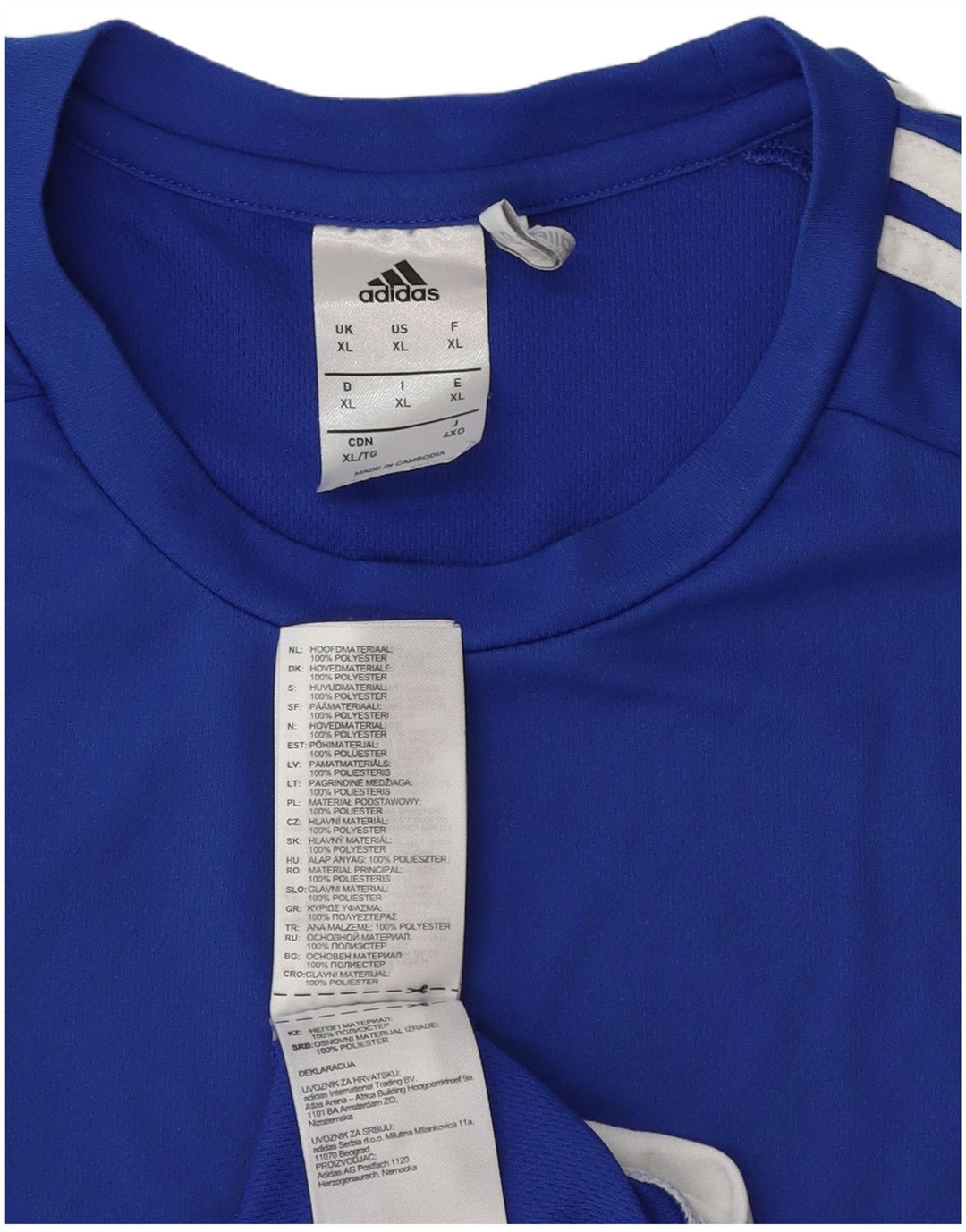 Adidas Climalite T-Shirt Top XL Bleu Colorblock Polyester