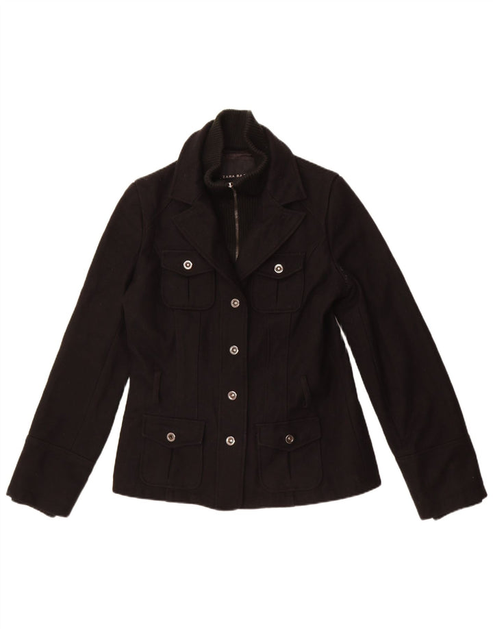 Zara Veste Blazer 4 Boutons Femme UK 14 2Medium Noir Polyester