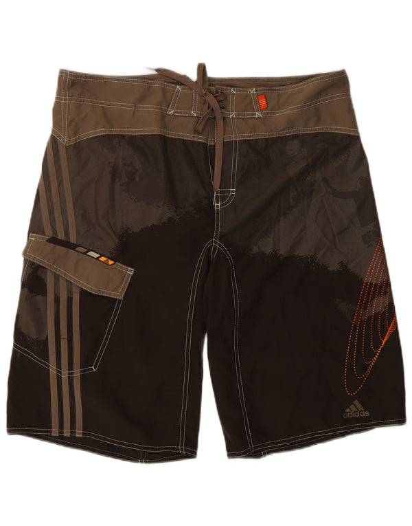Adidas Short de bain graphique pour homme Large en polyester color block marron