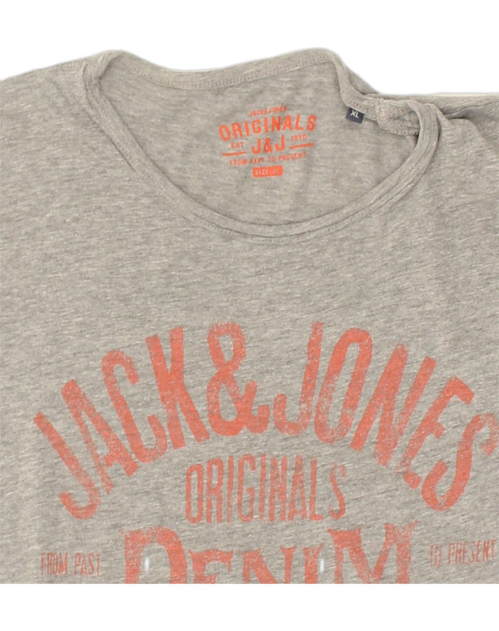 JACK & JONES Mens Graphic T-Shirt Top XL Grey Cotton | Vintage Jack & Jones | Thrift | Second-Hand Jack & Jones | Used Clothing | Messina Hembry 