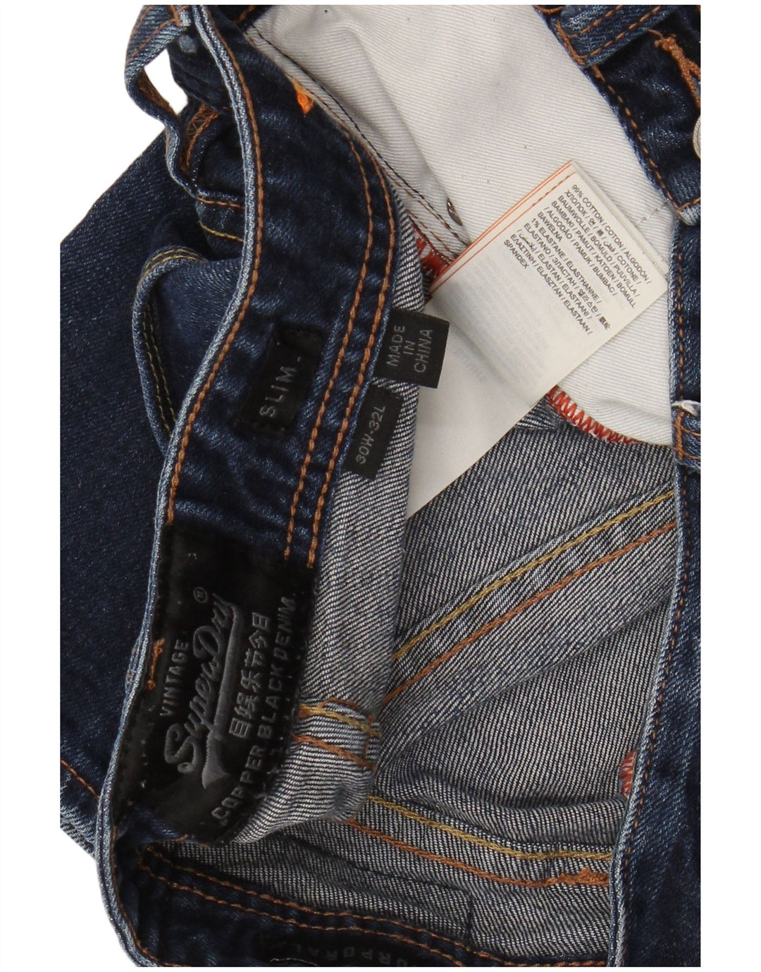Superdry Jean Slim W30 L32 Bleu Coton Homme