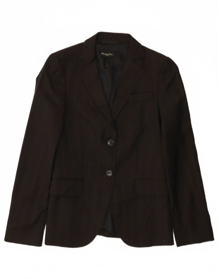Massimo Dutti Veste blazer à 2 boutons pour femme EU 36 XS en laine noire à fines rayures