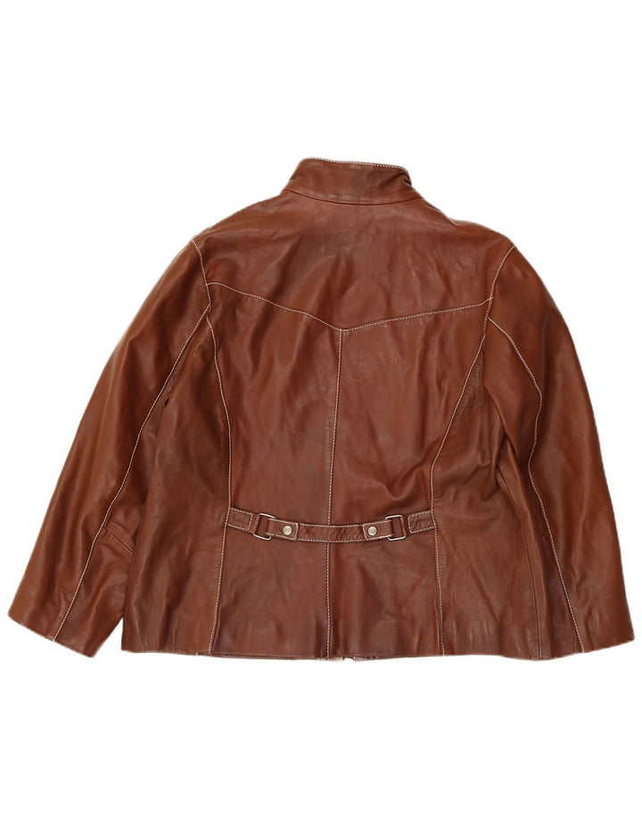 Persona Veste en cuir surdimensionnée pour femme Taille 19 Petit cuir marron