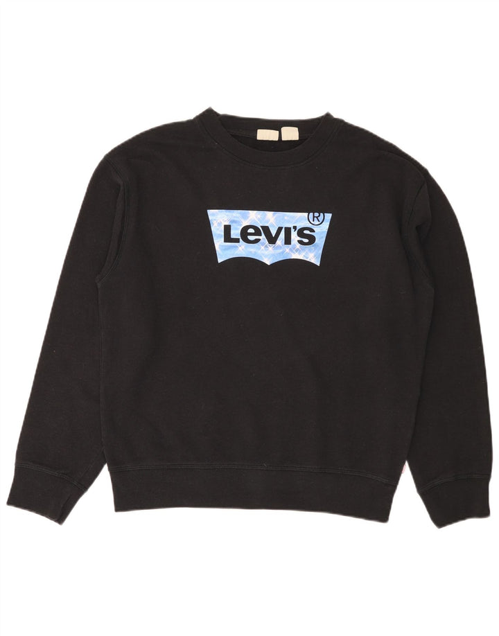LEVI'S Sweat-shirt graphique surdimensionné pour femme UK 10 Petit coton noir