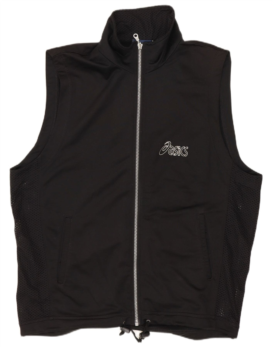 Asics Veste de survêtement sans manches graphique pour hommes, grand noir