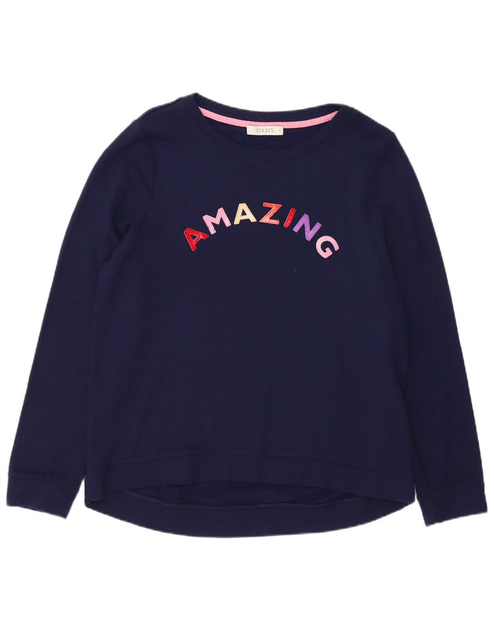 Oasis Sweat-shirt graphique pour femme UK 14 Bleu marine moyen Viscose