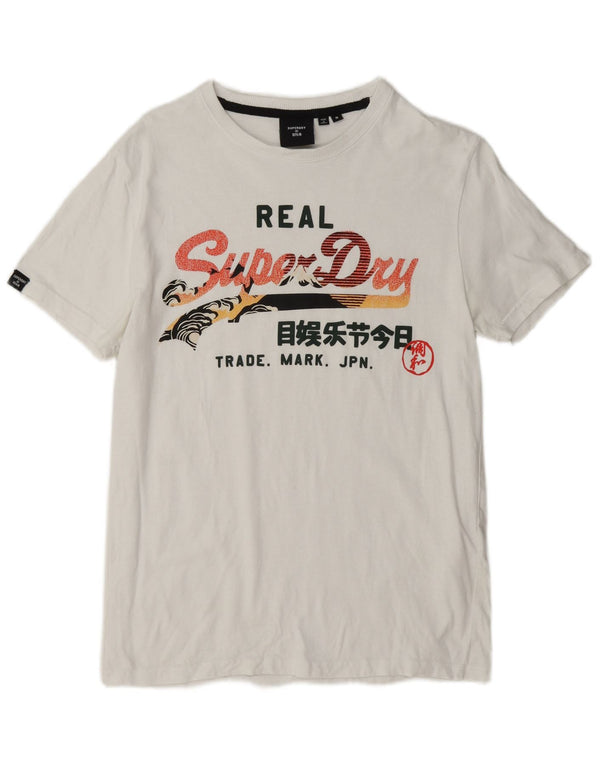 Superdry T-Shirt Graphique Homme Blanc Moyen Coton