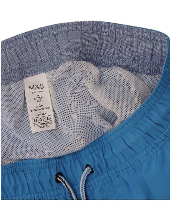 Marks & Spencer Short de bain régulier pour hommes, grand bleu, polyester