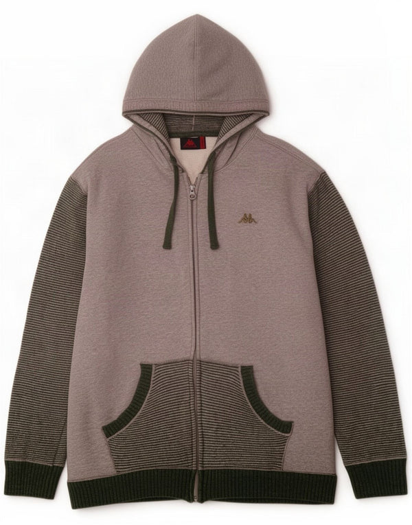Kappa Pull à capuche zippé pour homme Large en laine color block gris