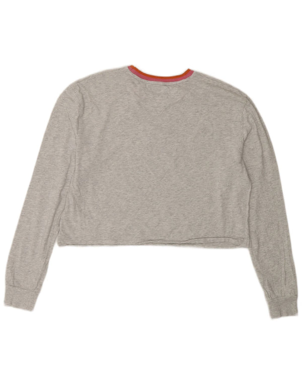 Tommy Hilfiger Haut court surdimensionné à manches longues pour femme UK 10 Petit Gris