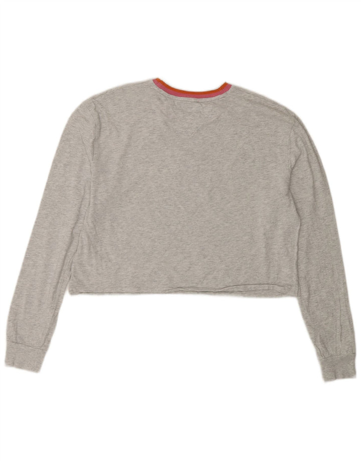Tommy Hilfiger Haut court surdimensionné à manches longues pour femme UK 10 Petit Gris