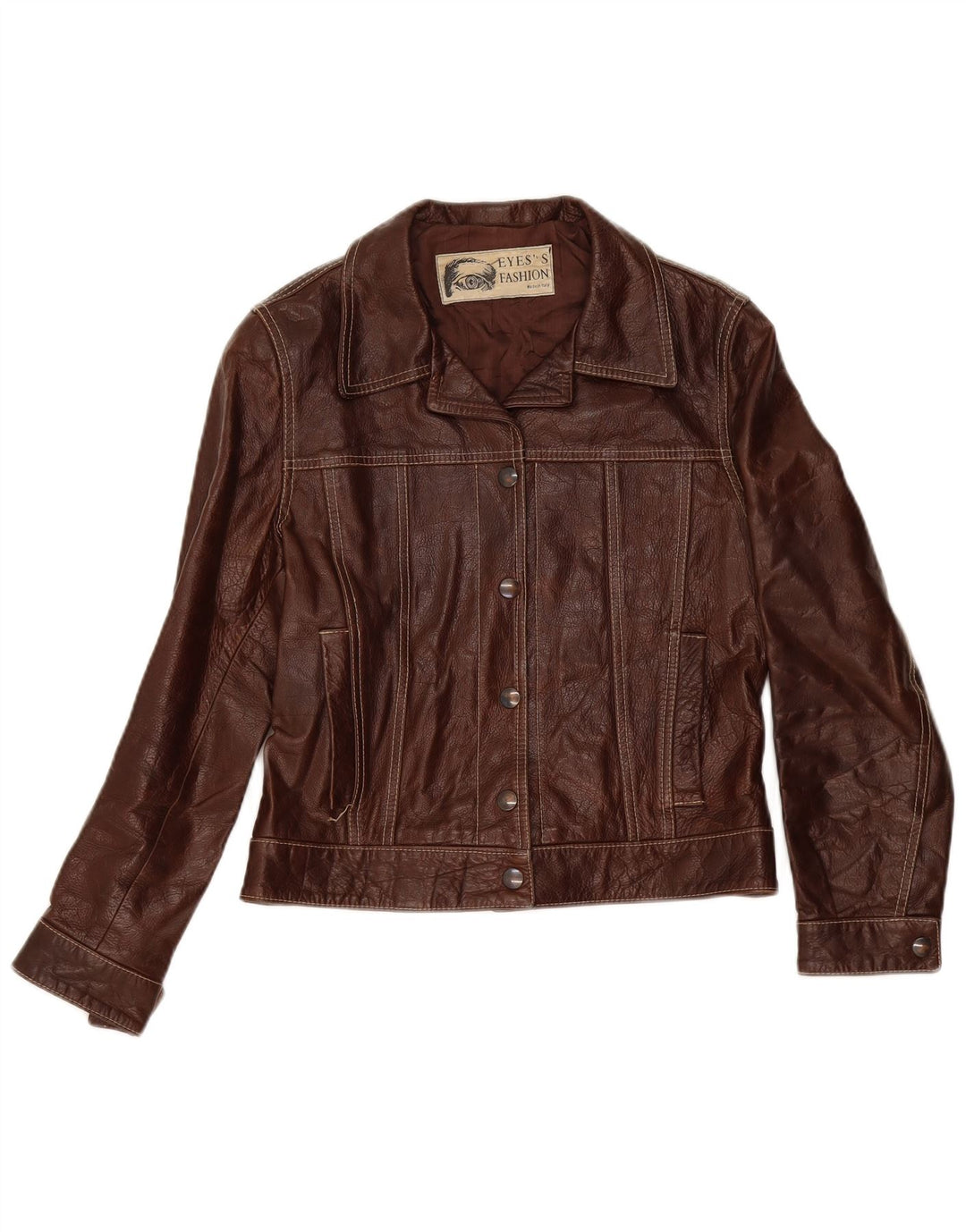 Eyes's Fashion Veste courte en cuir pour femme IT 42 Marron moyen