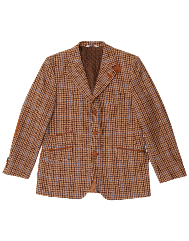 Bostonian Veste blazer à 3 boutons pour homme IT 52 XL en laine pied-de-poule marron