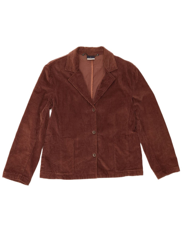 Trussardi Veste Blazer 3 Boutons En Velours Côtelé Femme IT 46 Large Marron Coton
