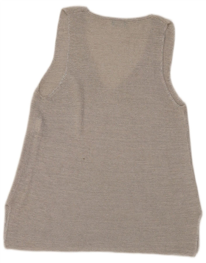 Benetton Débardeur Femme UK 14 Large Gris Coton