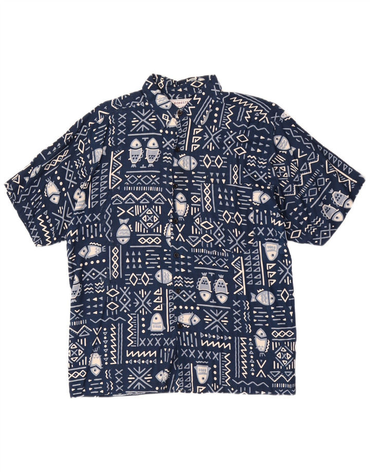 Forester Chemise à manches courtes pour homme Grande rayonne bleu marine