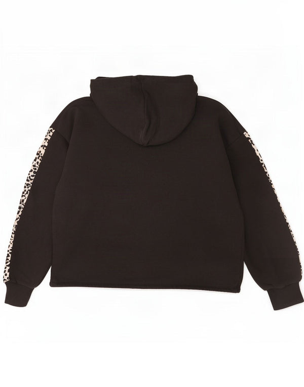 Puma Pull à capuche surdimensionné pour femme UK 10 Petit imprimé animal noir