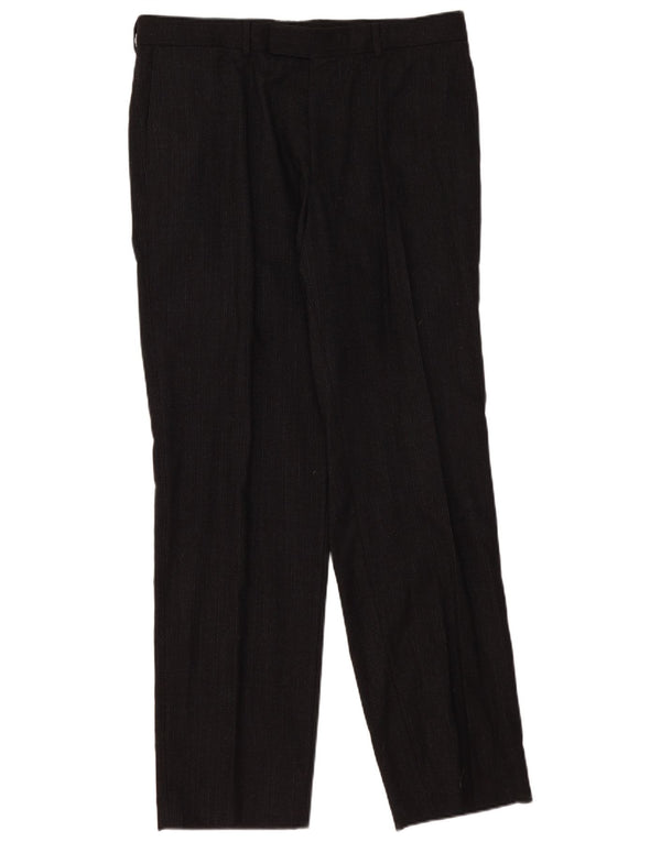 Hugo Boss Pantalon de costume à chevilles pour homme EU 54 2XL W36 L34 Laine à fines rayures noires