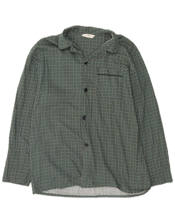 Marks & Spencer Chemise Homme Large Vert Géométrique Coton