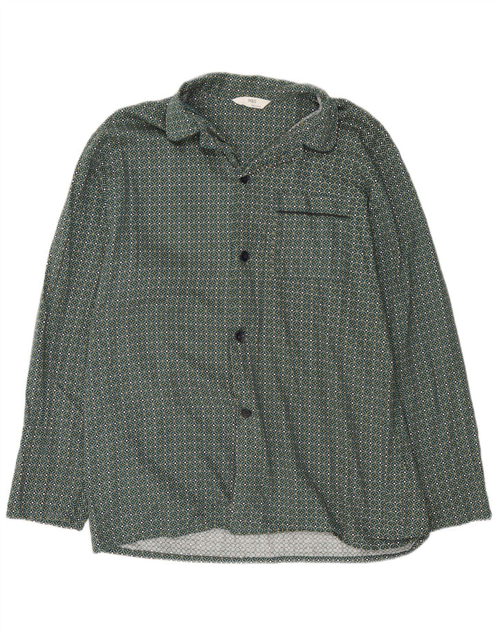 Marks & Spencer Chemise Homme Large Vert Géométrique Coton