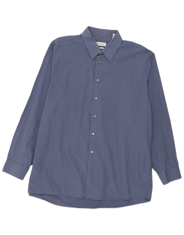 Calvin Klein Chemise coupe régulière pour homme Taille 17 XL Bleu marine en coton vichy
