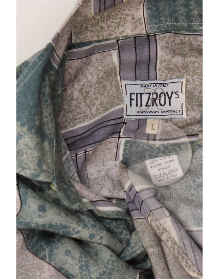 Fitzroy Chemise Homme Large Vert Patchwork Viscose