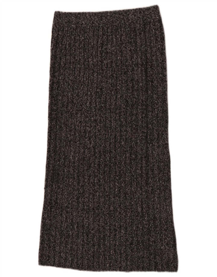 Zara Femme Jupe Maxi En Tricot Petit W26 Gris Polyester