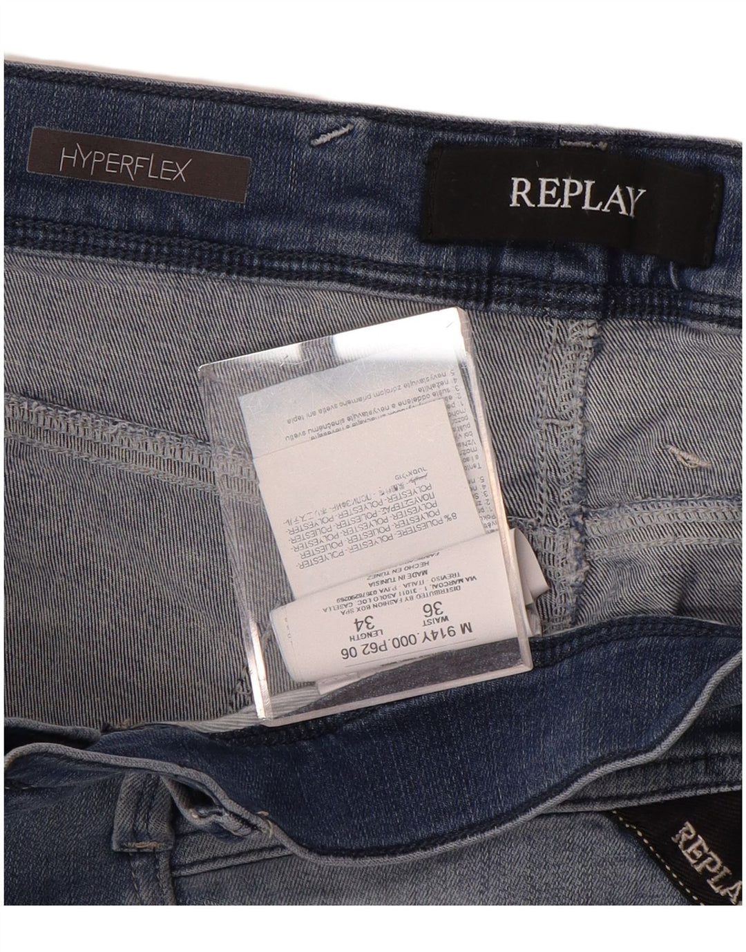 Replay Jean Slim Homme W36 L34 Bleu Coton