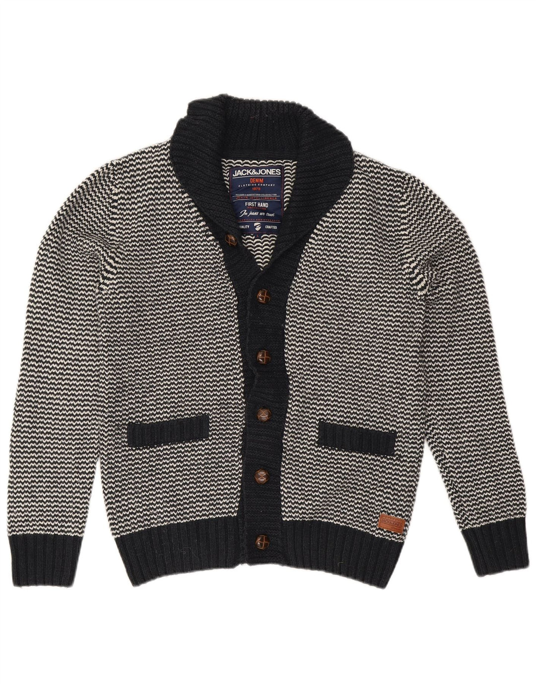 Jack & Jones Pull Cardigan Homme Grand Chevron Noir Acrylique