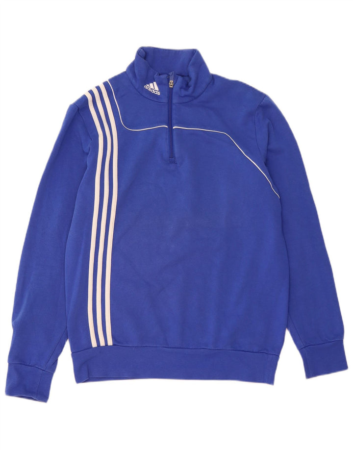 ADIDAS Sweat-shirt col zippé homme en coton bleu moyen