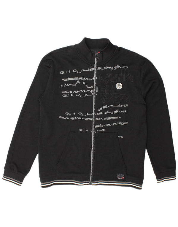 Quiksilver Veste de survêtement graphique pour femme UK 16 Large Noir Coton