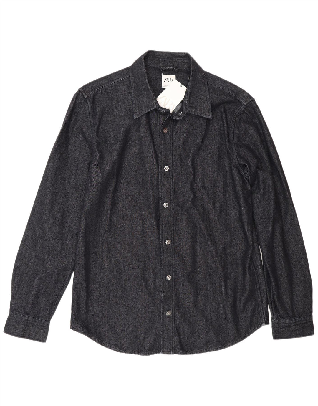 Zara Homme Chemise En Jean Large Bleu Marine Coton