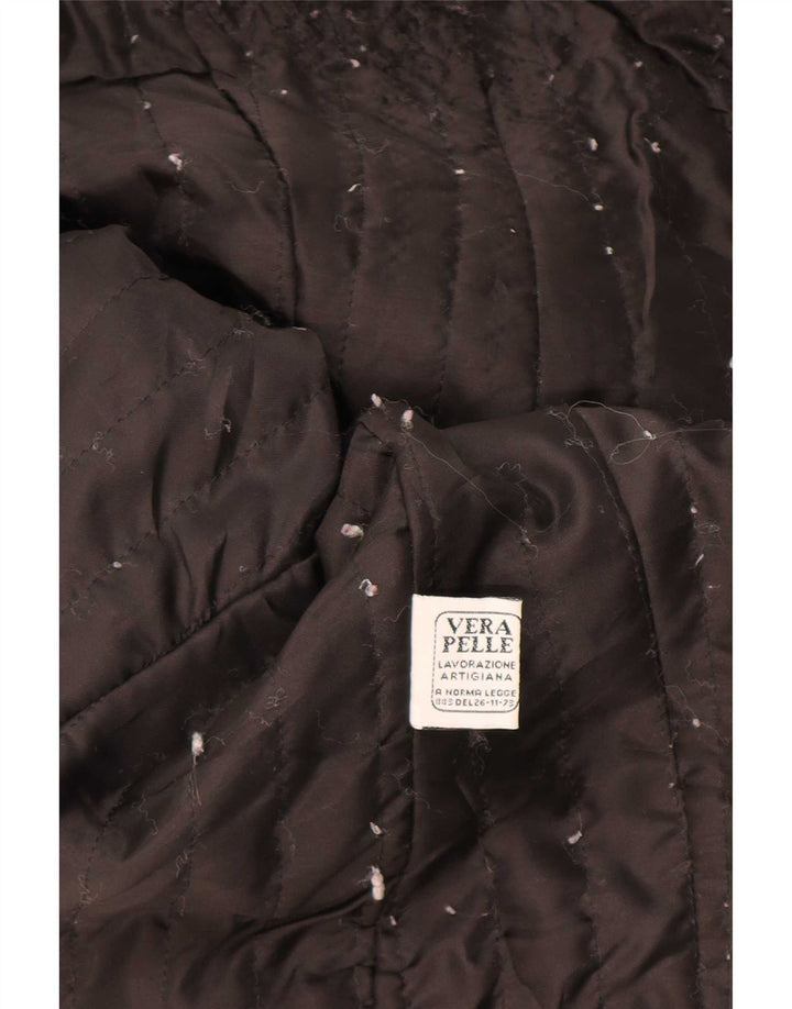veste en cuir femme vintage IT 46 Grand Noir
