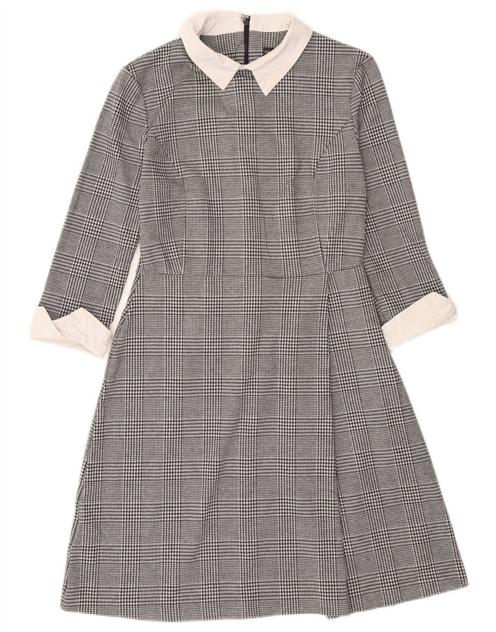 Marks & Spencer Robe trapèze pour femme UK 10 Petit pied-de-poule noir