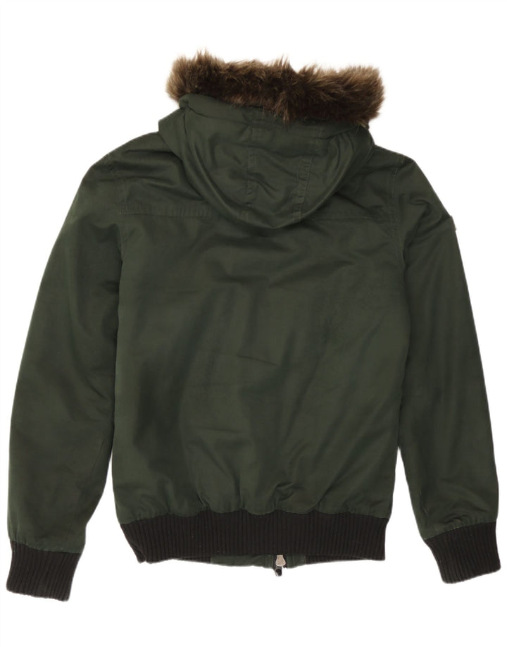 Superdry Veste Bomber À Capuche Homme UK 36 Petit Vert Colorblock Polyester