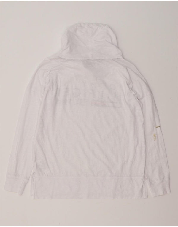 TOMMY HILFIGER Haut graphique surdimensionné à manches longues pour femme UK 10 Small Blanc