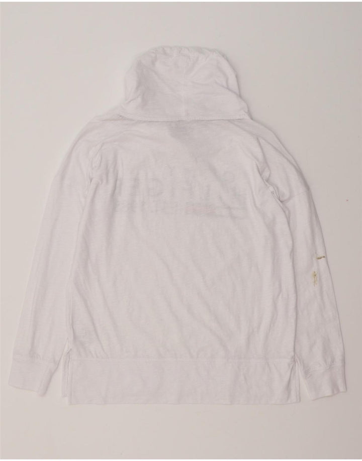 TOMMY HILFIGER Haut graphique surdimensionné à manches longues pour femme UK 10 Small Blanc