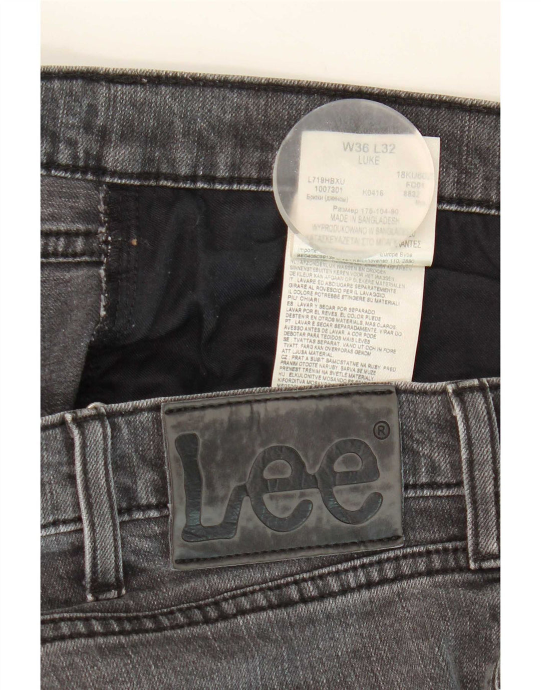 Lee Jean Slim Luke W36 L28 Homme Gris Coton