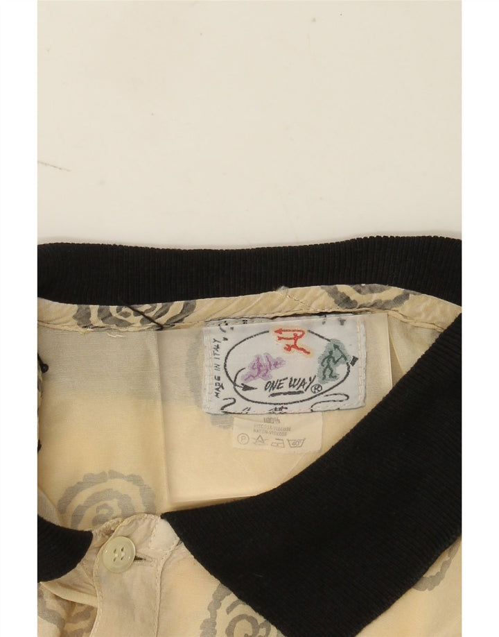 ONE WAY Pull à Manches Courtes Homme XL Beige Géométrique Viscose