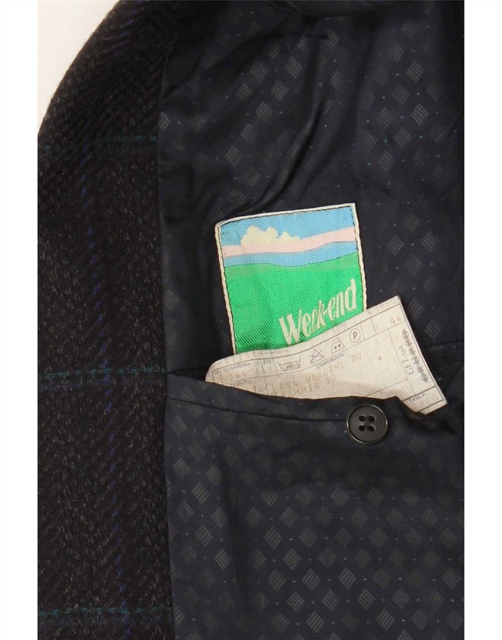 Weekend Veste Blazer 2 Boutons Homme IT 48 Laine Vierge à Carreaux Noir Moyen