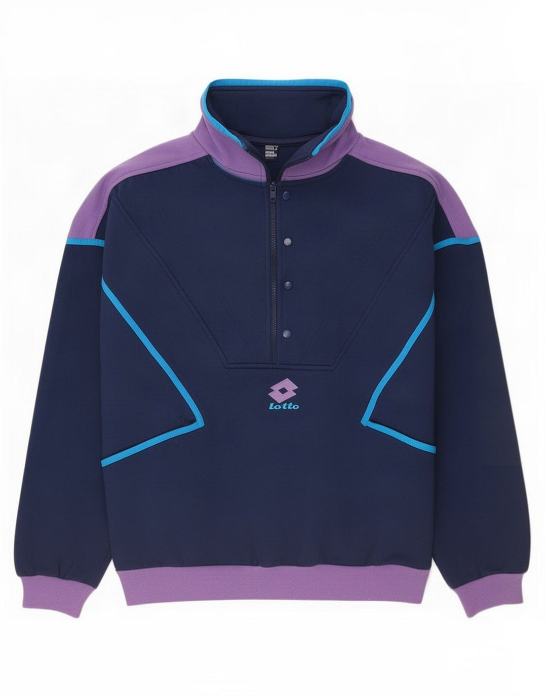 Lotto Pull à col zippé pour homme en polyester color block Bleu marine Taille L