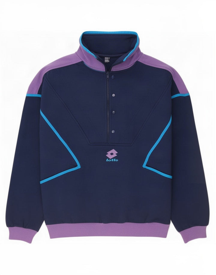 Lotto Pull à col zippé pour homme en polyester color block Bleu marine Taille L