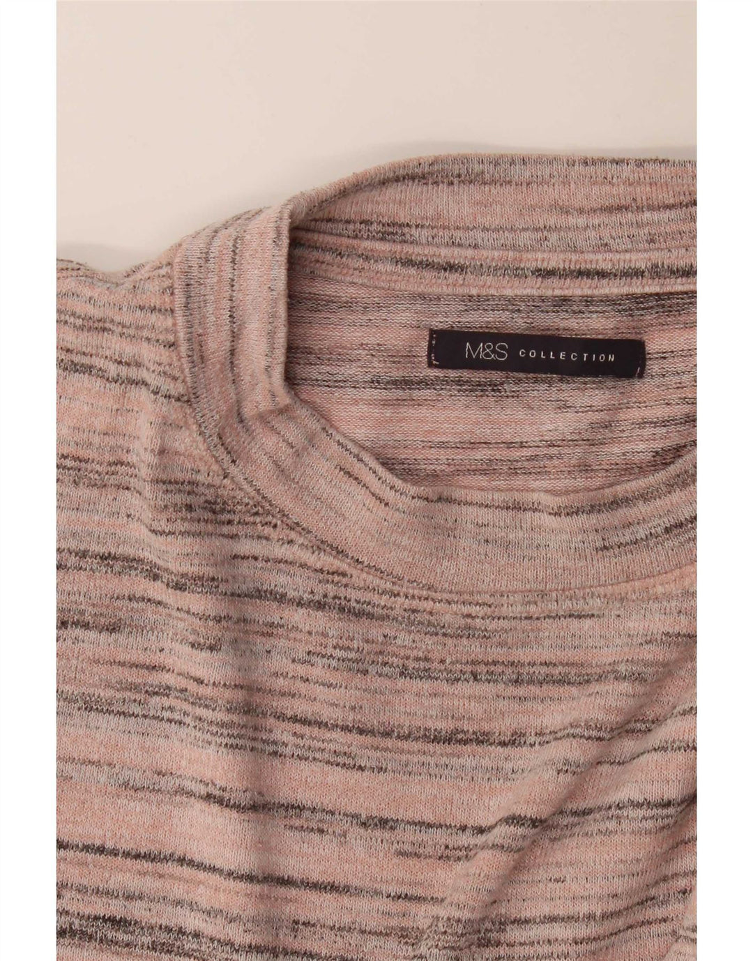 Marks & Spencer Pull à col rond pour femme UK 12 Rose moyen rayé