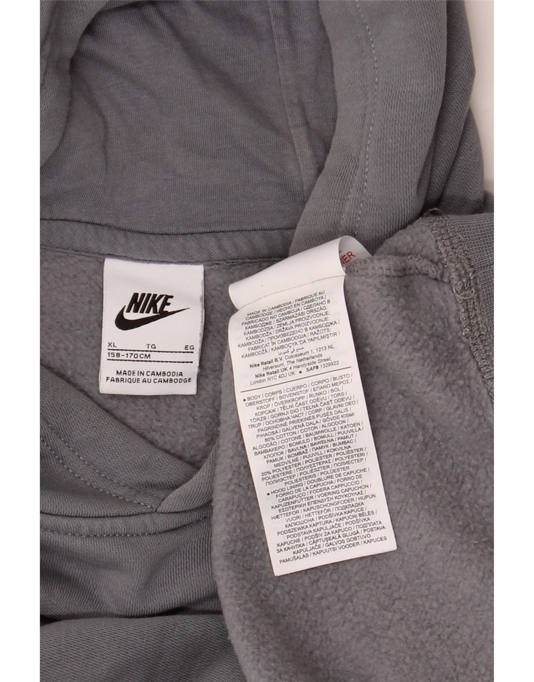 NIKE Pull à capuche graphique pour garçon 13-14 ans XL Gris Coton