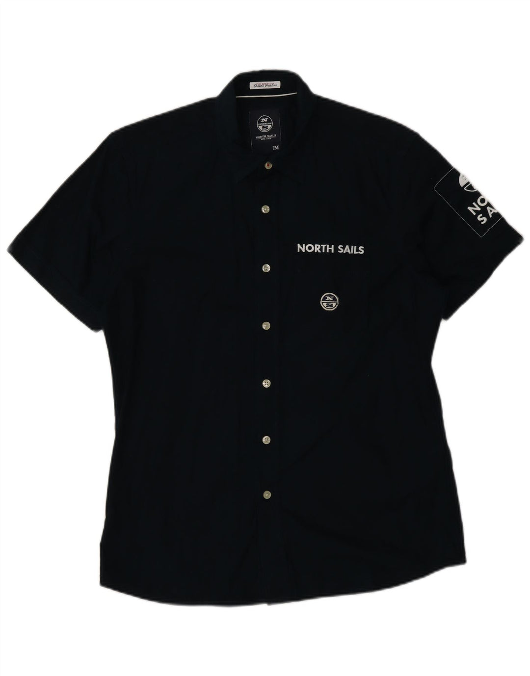 North Sails Chemise Graphique à Manches Courtes Homme Bleu Marine Moyen Coton