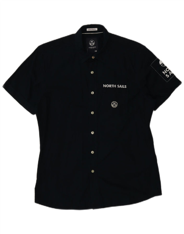 North Sails Chemise Graphique à Manches Courtes Homme Bleu Marine Moyen Coton
