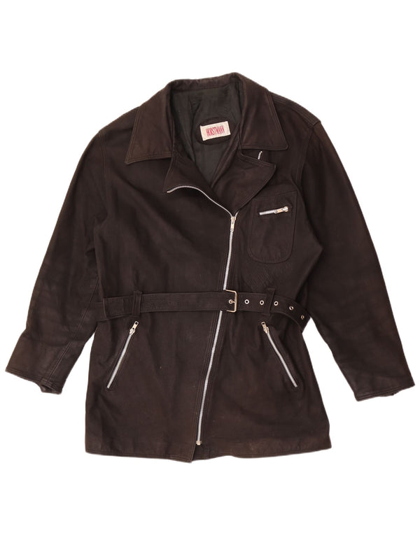 Veste en cuir femme vintage UK 20 2XL Marron